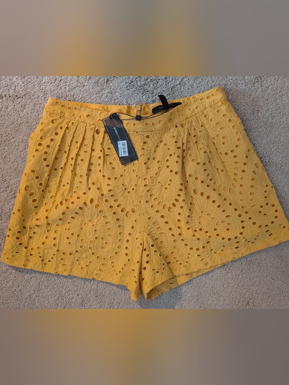 NWT BCBG Max Azaria Yellow Eyelet Shorts Retail $138
